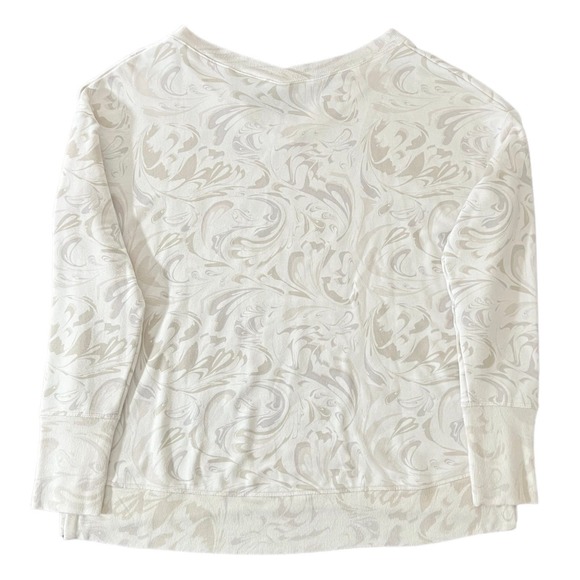 Athleta Coaster Luxe V-Neck Sweatshirt In Agate Paisley Cream Relaxed Fit Large - Picture 7 of 12